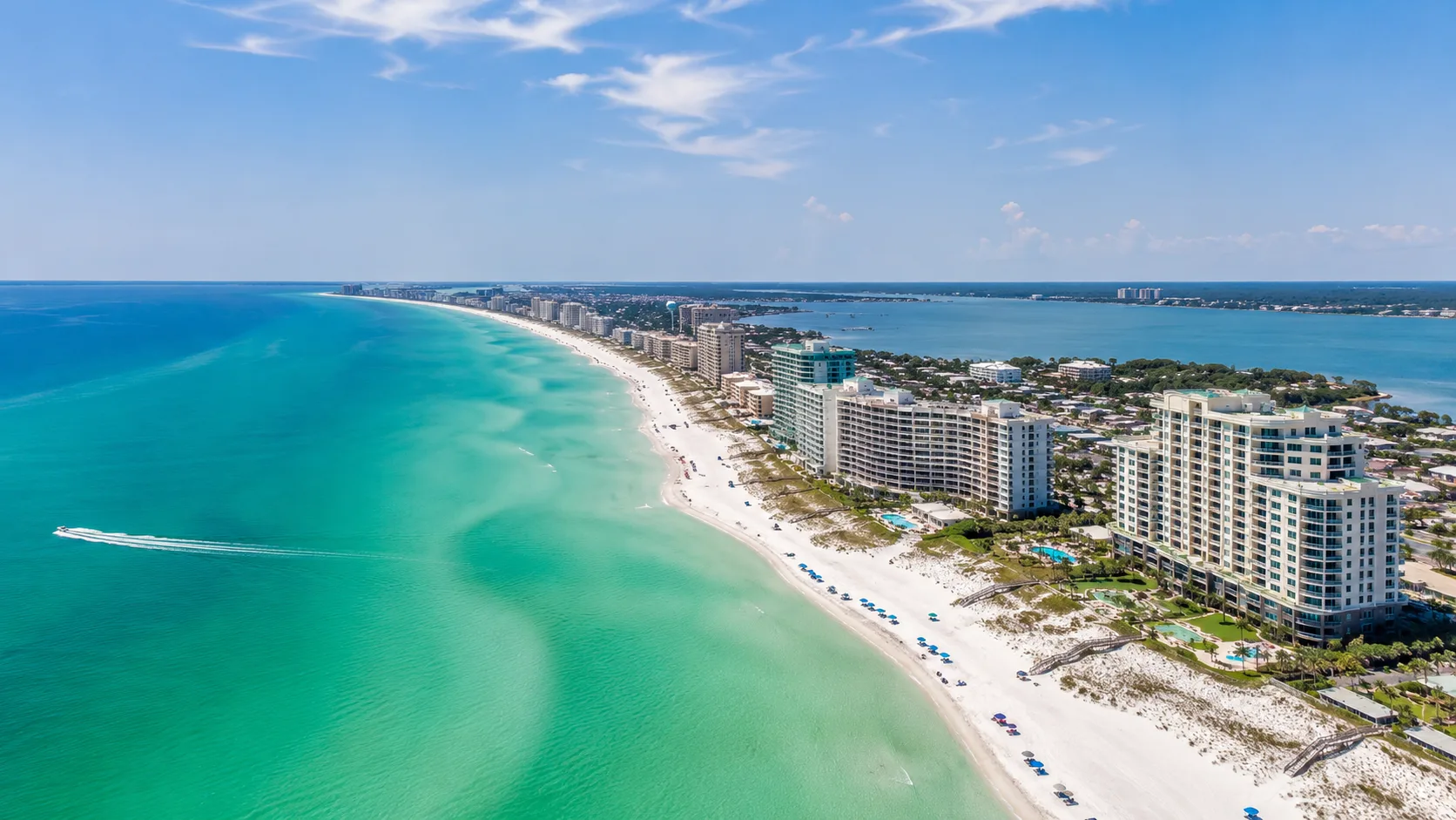 Destin coastline and beachfront resorts